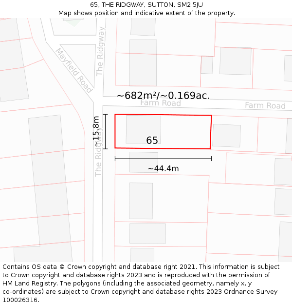 65, THE RIDGWAY, SUTTON, SM2 5JU: Plot and title map