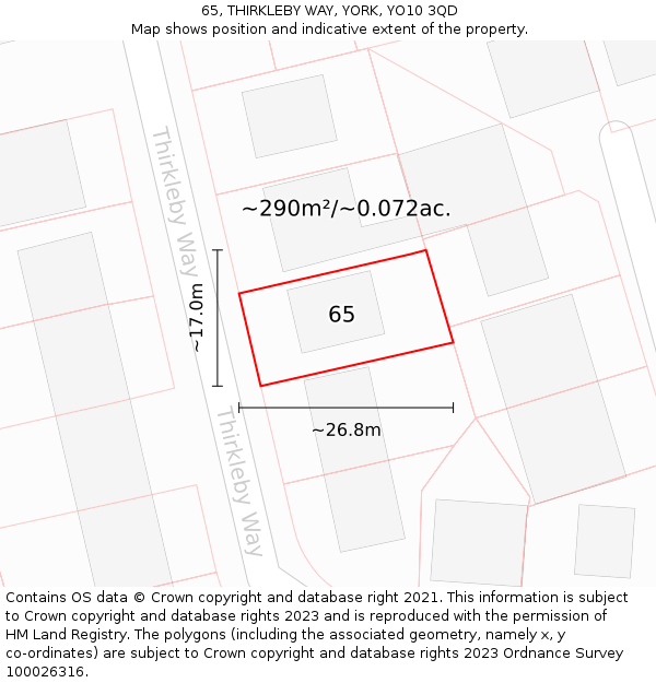 65, THIRKLEBY WAY, YORK, YO10 3QD: Plot and title map