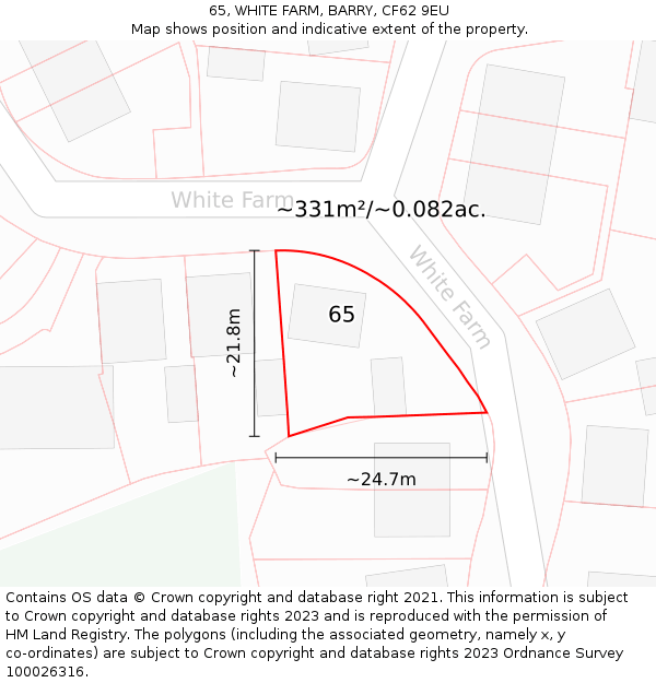 65, WHITE FARM, BARRY, CF62 9EU: Plot and title map