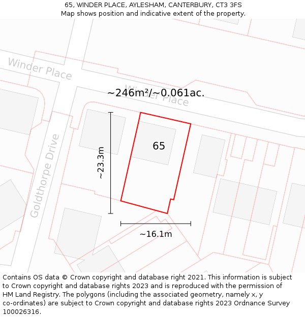 65, WINDER PLACE, AYLESHAM, CANTERBURY, CT3 3FS: Plot and title map