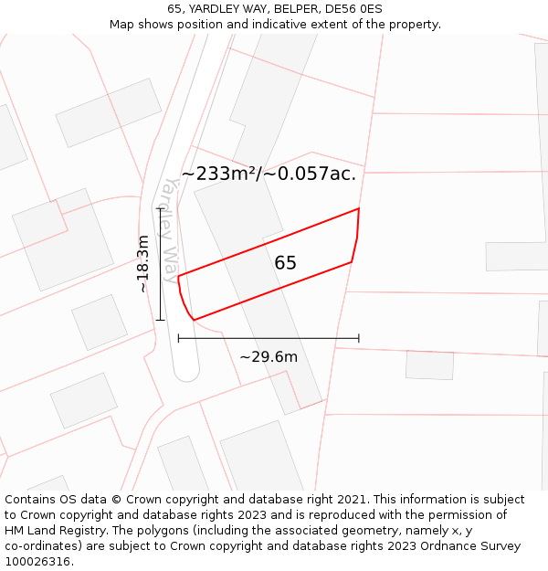 65, YARDLEY WAY, BELPER, DE56 0ES: Plot and title map
