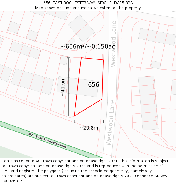 656, EAST ROCHESTER WAY, SIDCUP, DA15 8PA: Plot and title map