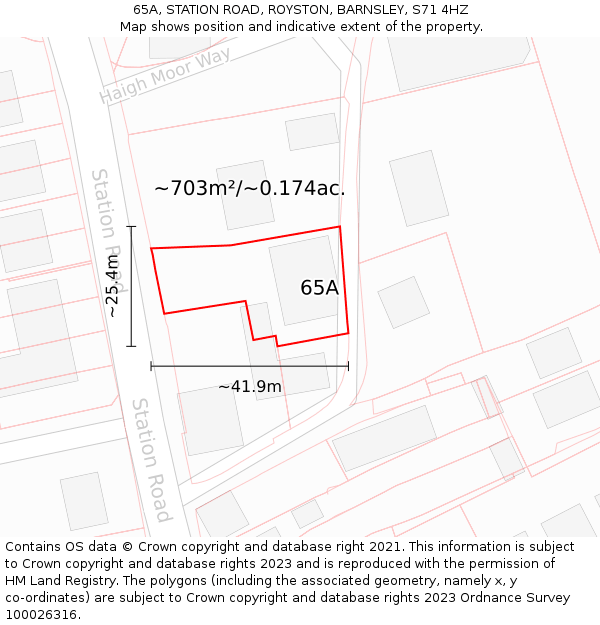 65A, STATION ROAD, ROYSTON, BARNSLEY, S71 4HZ: Plot and title map
