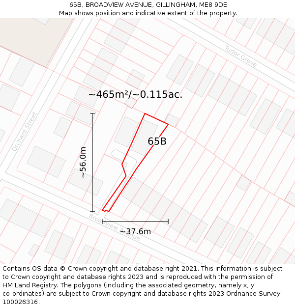 65B, BROADVIEW AVENUE, GILLINGHAM, ME8 9DE: Plot and title map