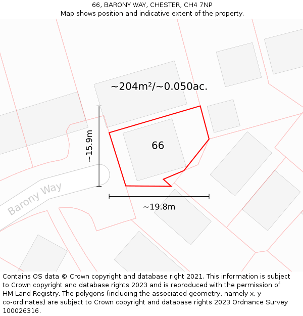 66, BARONY WAY, CHESTER, CH4 7NP: Plot and title map