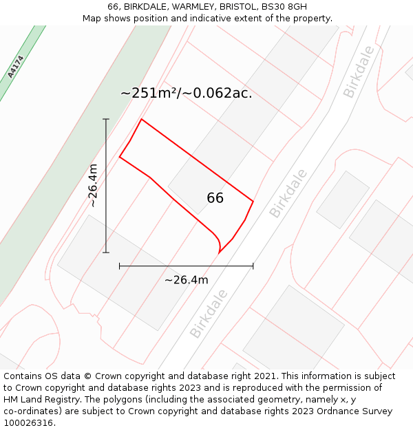 66, BIRKDALE, WARMLEY, BRISTOL, BS30 8GH: Plot and title map