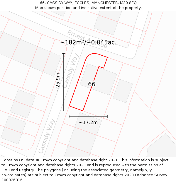 66, CASSIDY WAY, ECCLES, MANCHESTER, M30 8EQ: Plot and title map