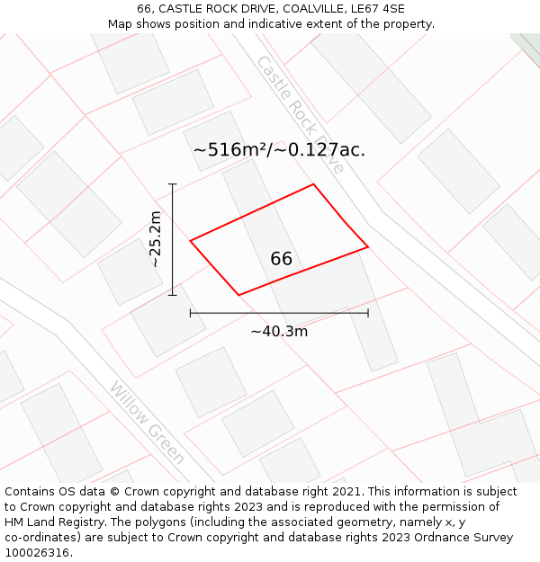 66, CASTLE ROCK DRIVE, COALVILLE, LE67 4SE: Plot and title map
