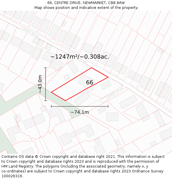66, CENTRE DRIVE, NEWMARKET, CB8 8AW: Plot and title map