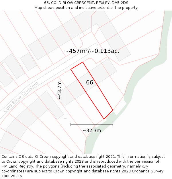 66, COLD BLOW CRESCENT, BEXLEY, DA5 2DS: Plot and title map