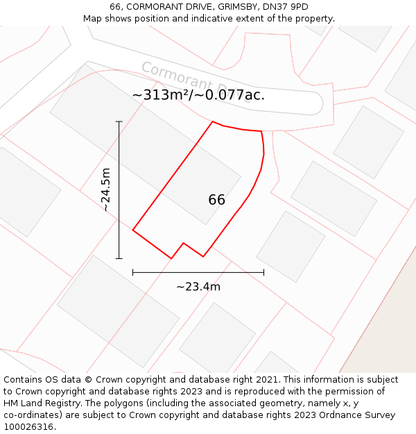66, CORMORANT DRIVE, GRIMSBY, DN37 9PD: Plot and title map