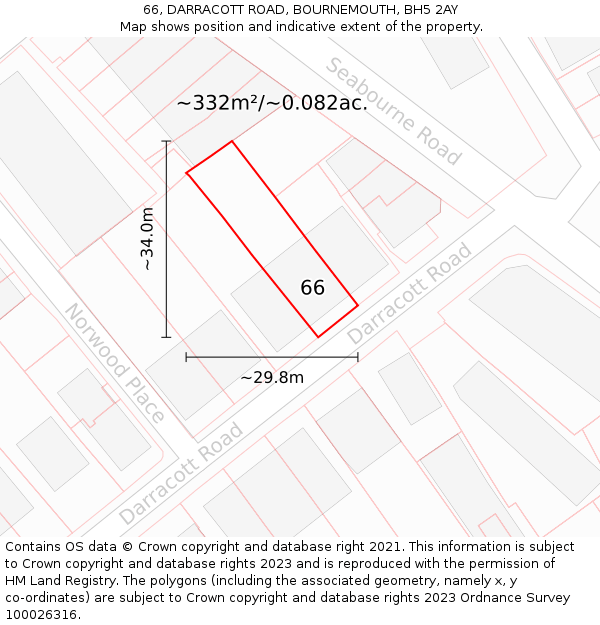 66, DARRACOTT ROAD, BOURNEMOUTH, BH5 2AY: Plot and title map