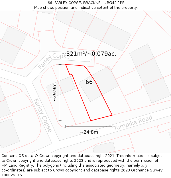66, FARLEY COPSE, BRACKNELL, RG42 1PF: Plot and title map