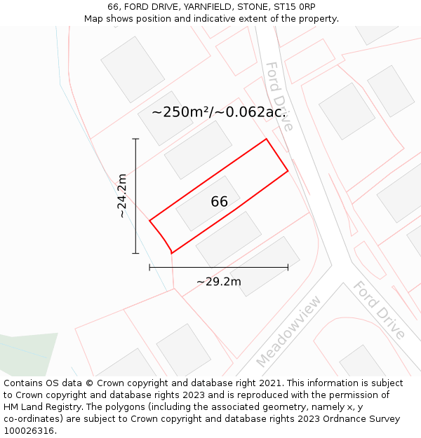 66, FORD DRIVE, YARNFIELD, STONE, ST15 0RP: Plot and title map