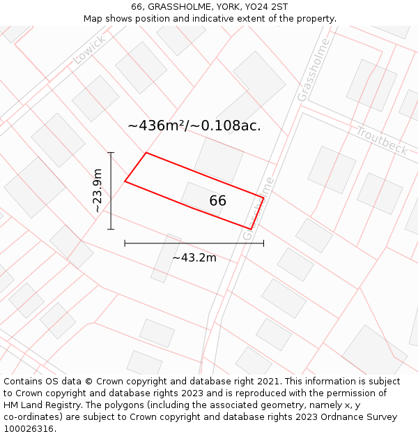 66, GRASSHOLME, YORK, YO24 2ST: Plot and title map