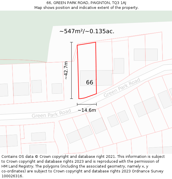 66, GREEN PARK ROAD, PAIGNTON, TQ3 1AJ: Plot and title map