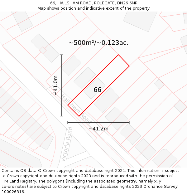 66, HAILSHAM ROAD, POLEGATE, BN26 6NP: Plot and title map