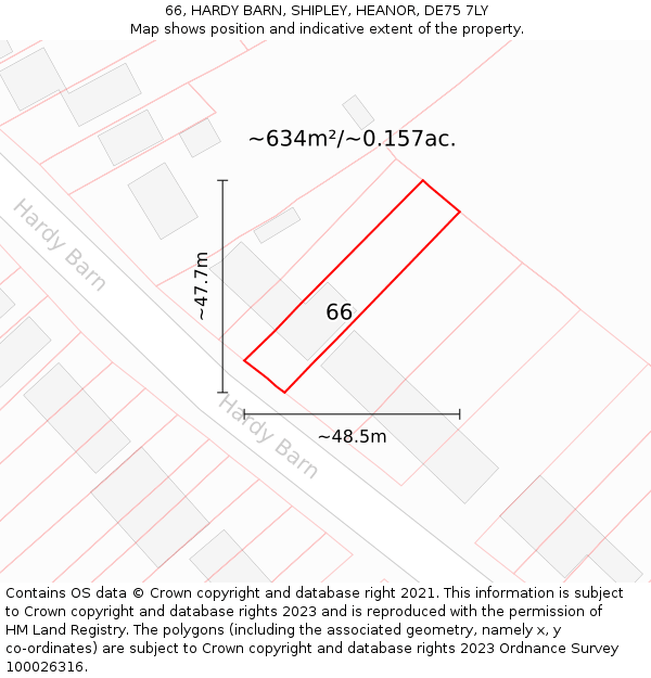 66, HARDY BARN, SHIPLEY, HEANOR, DE75 7LY: Plot and title map