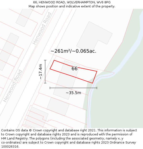 66, HENWOOD ROAD, WOLVERHAMPTON, WV6 8PG: Plot and title map