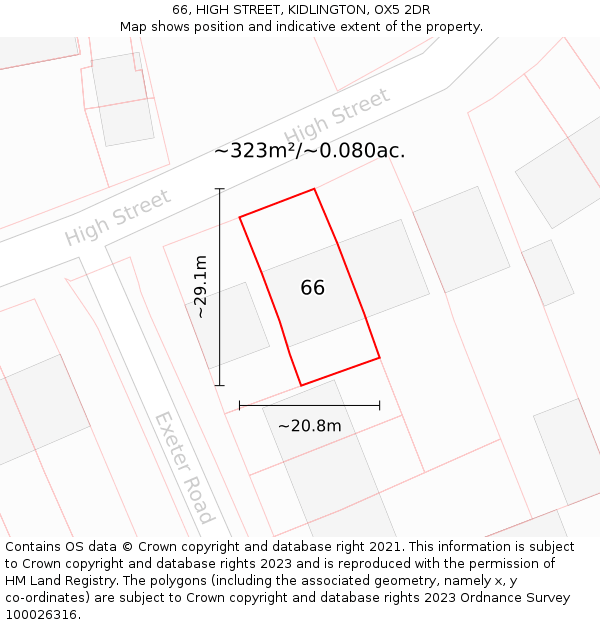 66, HIGH STREET, KIDLINGTON, OX5 2DR: Plot and title map