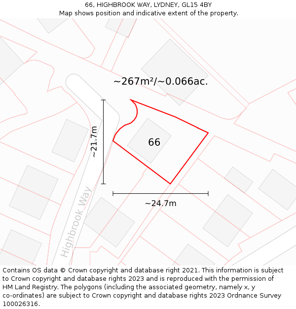 66, HIGHBROOK WAY, LYDNEY, GL15 4BY: Plot and title map