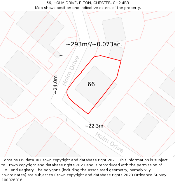 66, HOLM DRIVE, ELTON, CHESTER, CH2 4RR: Plot and title map