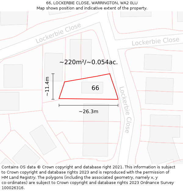 66, LOCKERBIE CLOSE, WARRINGTON, WA2 0LU: Plot and title map