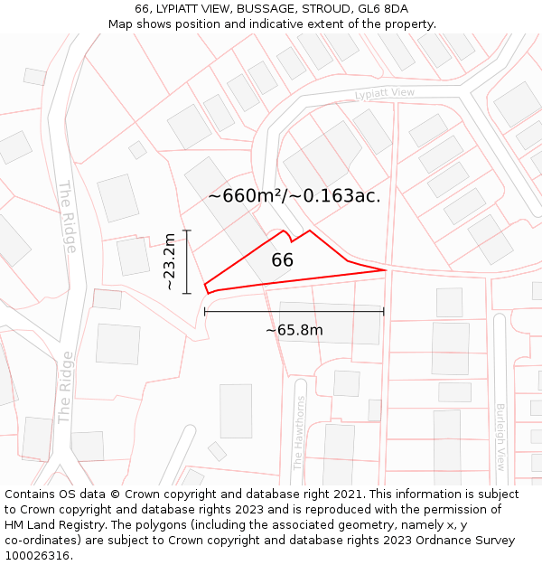 66, LYPIATT VIEW, BUSSAGE, STROUD, GL6 8DA: Plot and title map