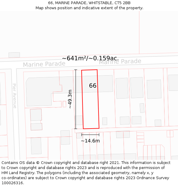 66, MARINE PARADE, WHITSTABLE, CT5 2BB: Plot and title map