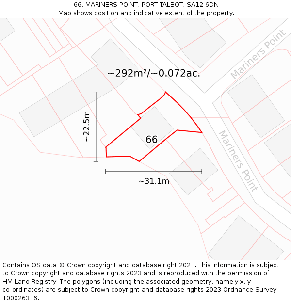 66, MARINERS POINT, PORT TALBOT, SA12 6DN: Plot and title map