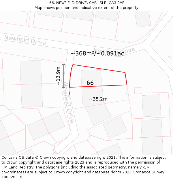 66, NEWFIELD DRIVE, CARLISLE, CA3 0AF: Plot and title map