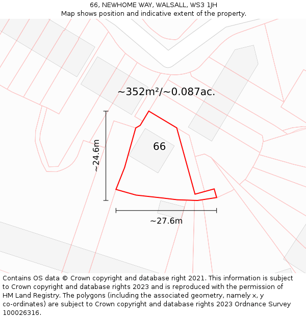 66, NEWHOME WAY, WALSALL, WS3 1JH: Plot and title map