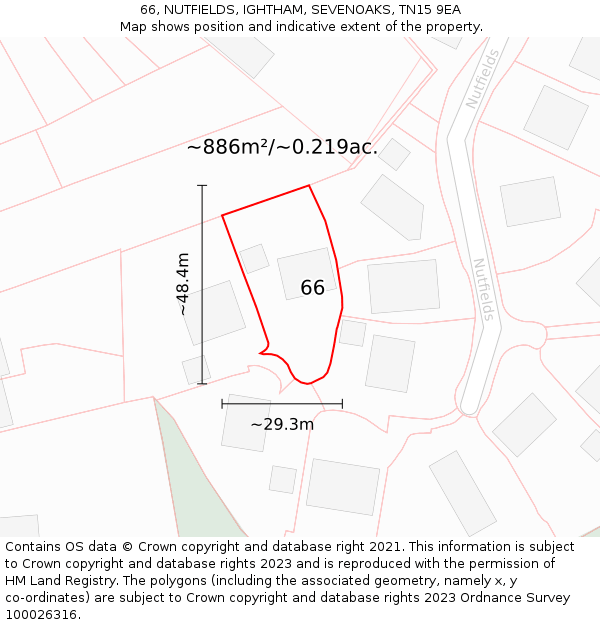 66, NUTFIELDS, IGHTHAM, SEVENOAKS, TN15 9EA: Plot and title map
