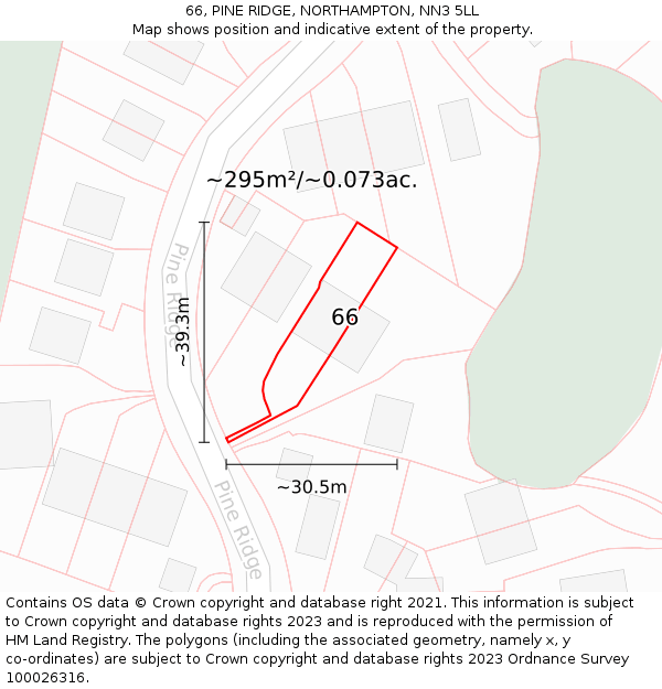 66, PINE RIDGE, NORTHAMPTON, NN3 5LL: Plot and title map