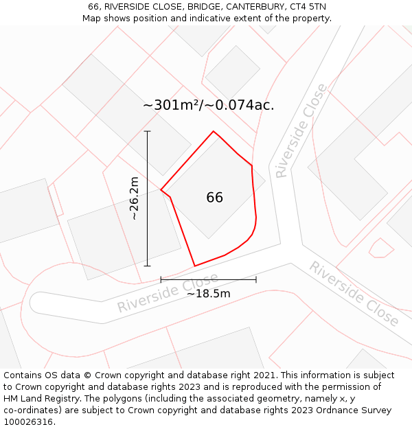 66, RIVERSIDE CLOSE, BRIDGE, CANTERBURY, CT4 5TN: Plot and title map