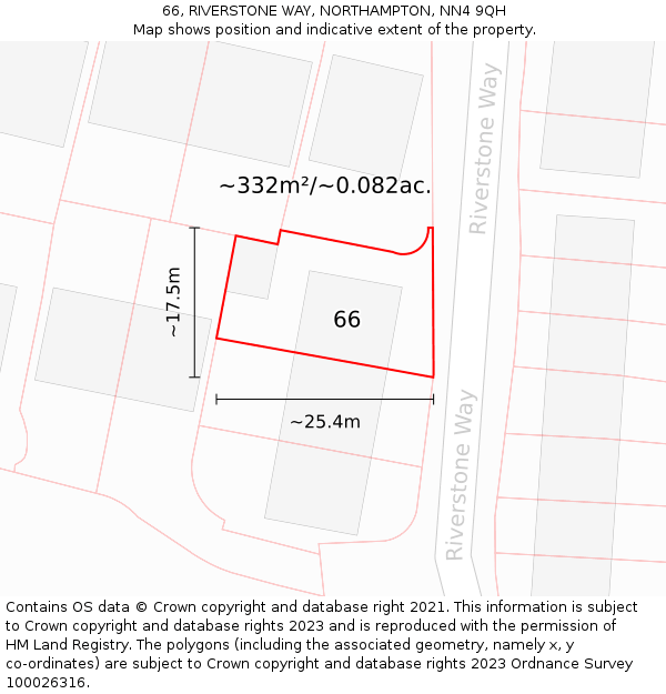 66, RIVERSTONE WAY, NORTHAMPTON, NN4 9QH: Plot and title map