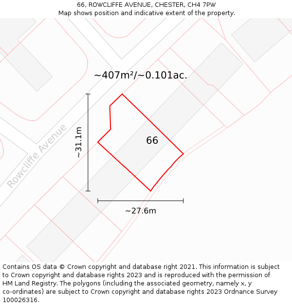 66, ROWCLIFFE AVENUE, CHESTER, CH4 7PW: Plot and title map