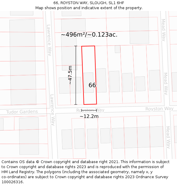 66, ROYSTON WAY, SLOUGH, SL1 6HF: Plot and title map