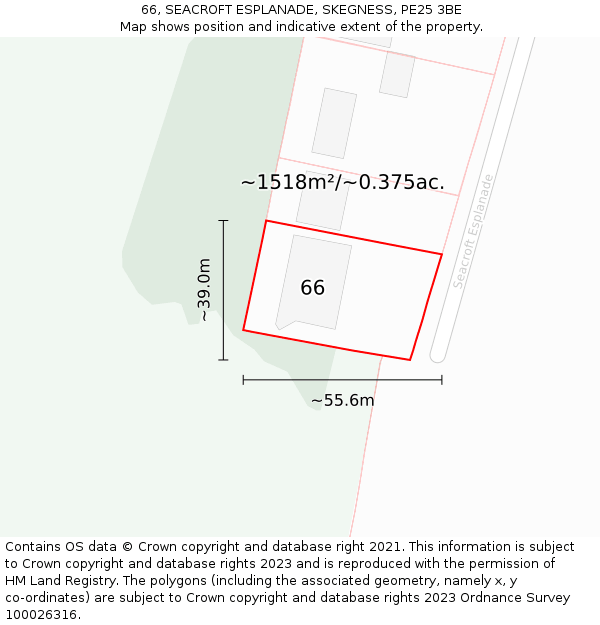 66, SEACROFT ESPLANADE, SKEGNESS, PE25 3BE: Plot and title map