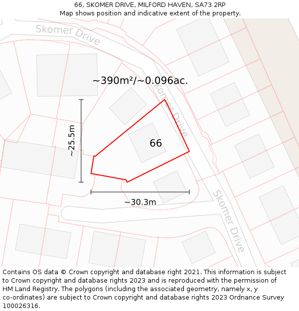 66, SKOMER DRIVE, MILFORD HAVEN, SA73 2RP: Plot and title map