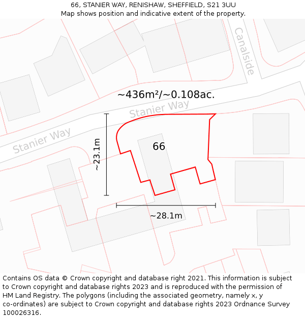 66, STANIER WAY, RENISHAW, SHEFFIELD, S21 3UU: Plot and title map