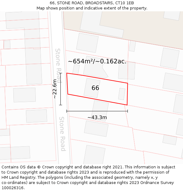 66, STONE ROAD, BROADSTAIRS, CT10 1EB: Plot and title map
