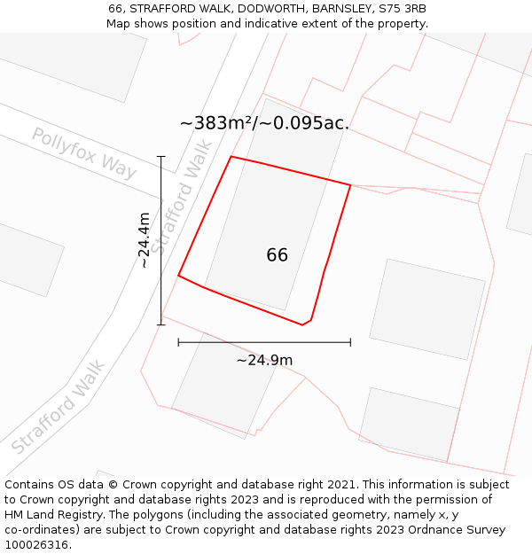 66, STRAFFORD WALK, DODWORTH, BARNSLEY, S75 3RB: Plot and title map