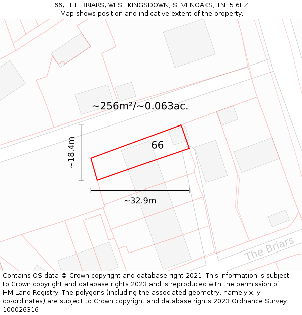 66, THE BRIARS, WEST KINGSDOWN, SEVENOAKS, TN15 6EZ: Plot and title map