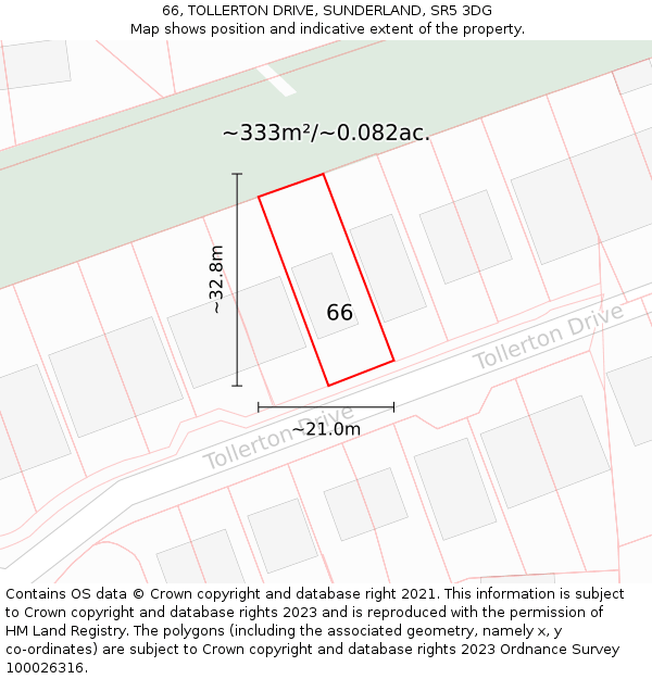 66, TOLLERTON DRIVE, SUNDERLAND, SR5 3DG: Plot and title map