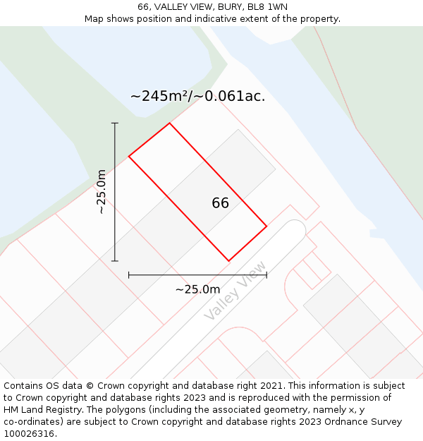 66, VALLEY VIEW, BURY, BL8 1WN: Plot and title map