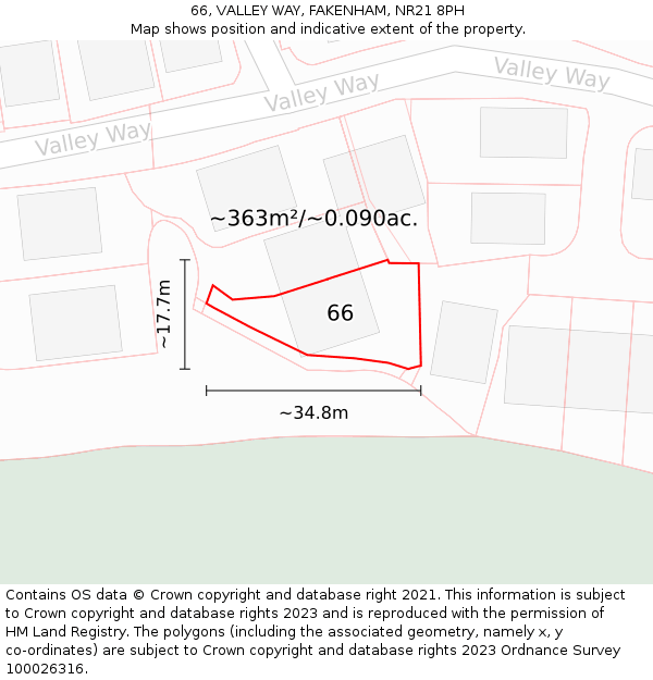 66, VALLEY WAY, FAKENHAM, NR21 8PH: Plot and title map
