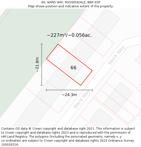 66, WARD WAY, ROSSENDALE, BB4 6SP: Plot and title map