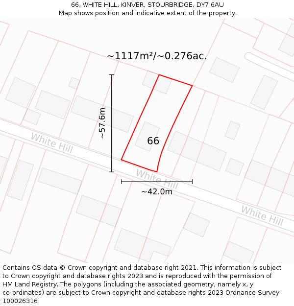 66, WHITE HILL, KINVER, STOURBRIDGE, DY7 6AU: Plot and title map
