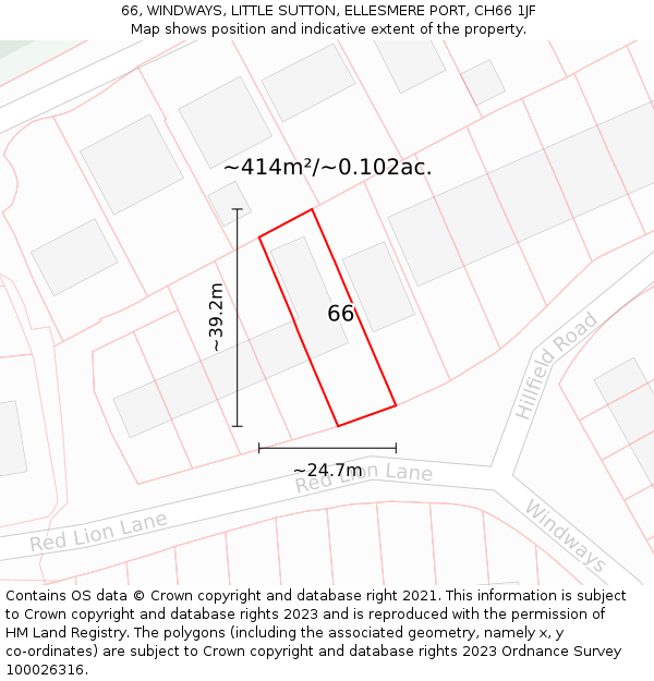 66, WINDWAYS, LITTLE SUTTON, ELLESMERE PORT, CH66 1JF: Plot and title map
